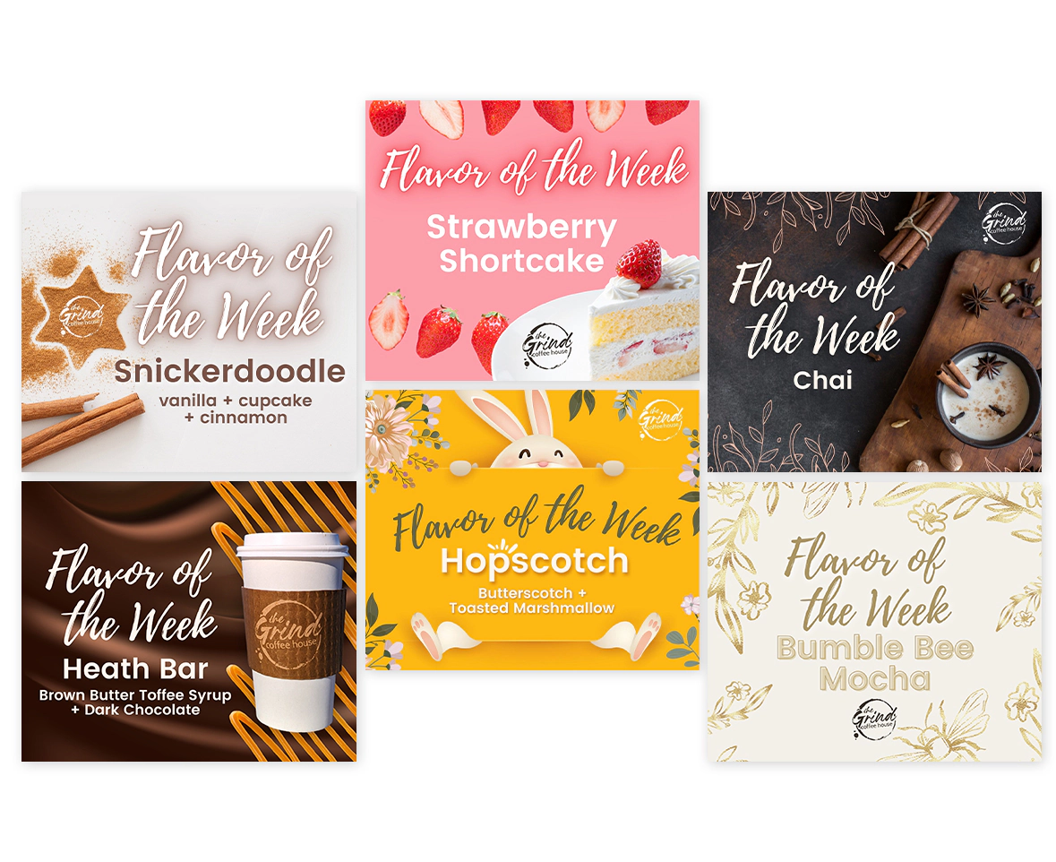 the-blu-group-client-work-the-grind-coffee-house-soical-media-graphics-flavors